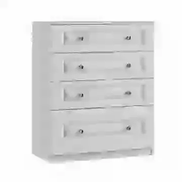 Crystal Knob 4 Drawer Chest 1 Deep White or Cashmere